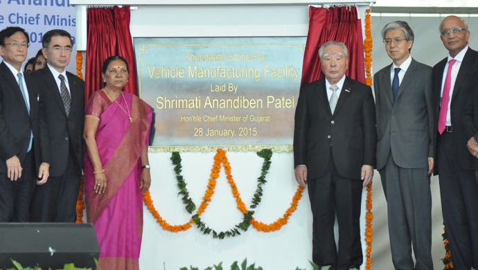 Foundation stone laying at Suzuki plant in Gujarat