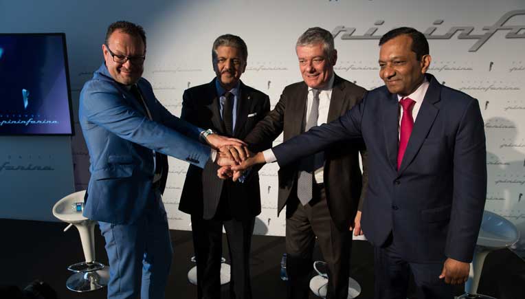 Senior Mahindra and Pininfarina official at the launch of Automobili Pininfarina 