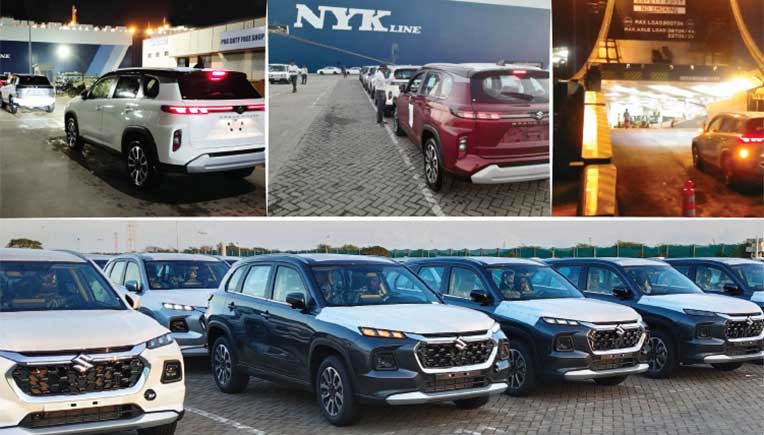 The first batch of Maruti Suzuki Grand Vitara seen leaving the Kamarajar port for Latin America, Africa, Middle East, ASEAN and neighboring regions.