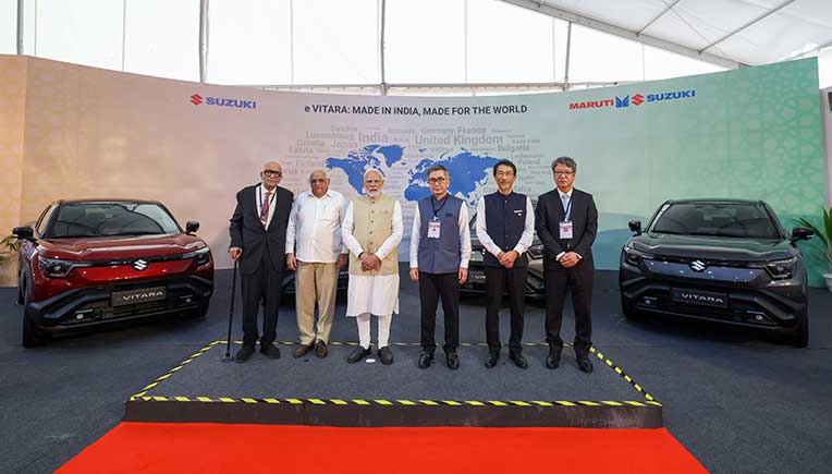 PM commemorates e-Vitara prodn, exports from Maruti Suzuki Gujarat plant 