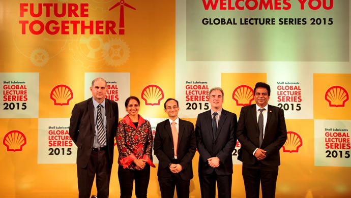 Left to Right- Dr. Felix Guerzoni, Global Product Application Specialist, Shell, Ms. Mansi Tripathy, CMO, &   Nitin Prasad, MD, Shell Lubricants India