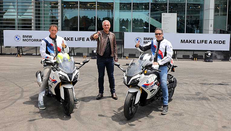 L-R- Markus Mueller-Zambre (Head of Region Asia, China, Pacific & Africa, BMW Motorrad), Stephan Reiff (Vice President - Customer, Brand, Sales, BMW Motorrad) and Vikram Pawah, President, BMW India