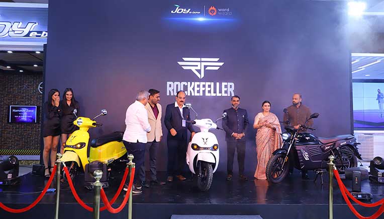 Senior management of Joy e-bikes at the Auto Expo 2023