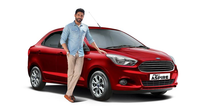 Farhan Akhtar with the Ford Figo Aspire