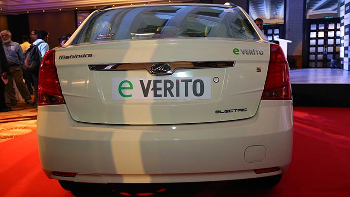 Rear shot of the Mahindra eVerito