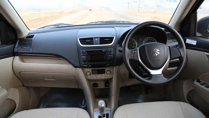 Interiors of the Maruti Suzuki Swift Dzire AMT