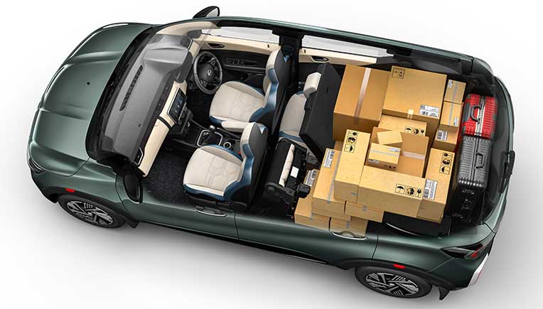 Nissan Gravite with second and third row seats folded