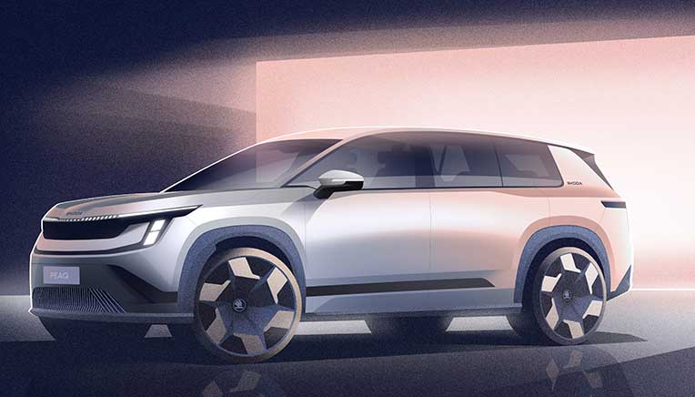 Skoda presents exterior sketches of all-new electric 7-seater Peaq