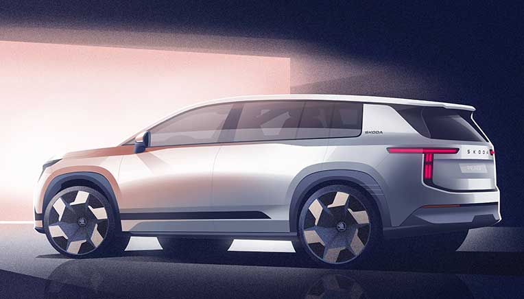 Skoda presents exterior sketches of all-new electric 7-seater Peaq