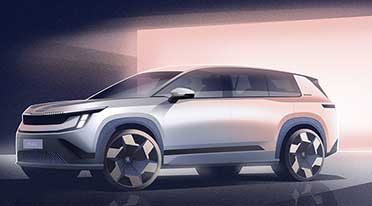 Skoda presents exterior sketches of all-new electric 7-seater Peaq