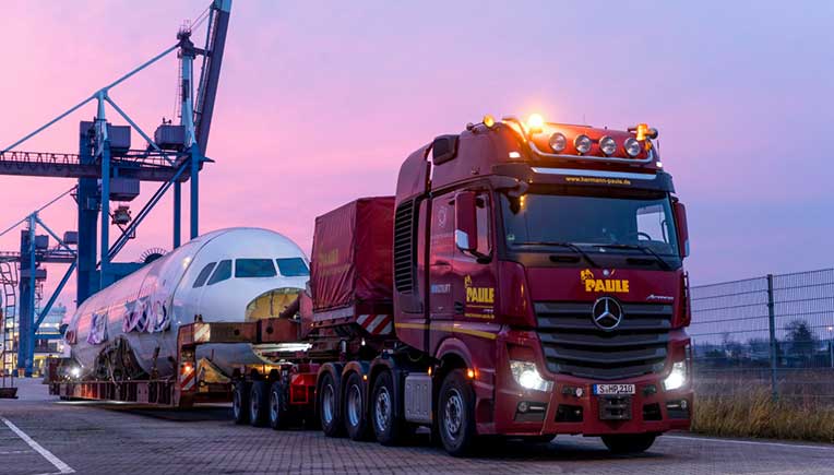 A flight by road on a Mercedes-Benz truck