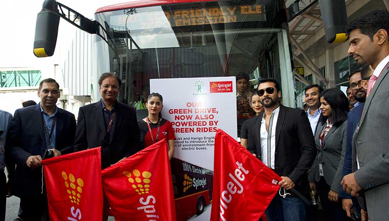 Harigo EngiWork launces e-tarmac buses for SpiceJet in Chennai