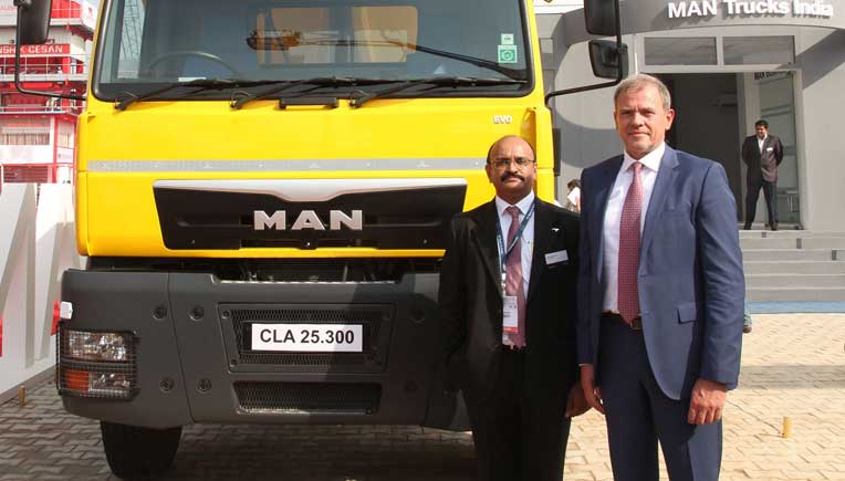 R to L - Joerg Mommertz, CMD, MAN Trucks India and Somasundaram S., VP-Sales and Marketing, MAN Trucks India