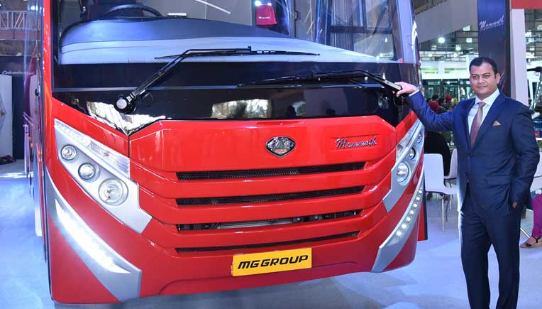 Anil Kamat, Managing Director, MG Group at the launch of Mammoth Premium Luxury Coach at the Bus World India 2016