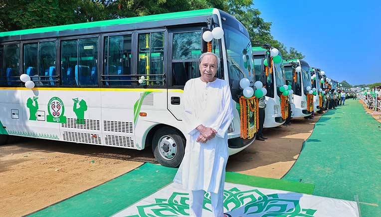 Chief Minister Naveen Patnaik flagged off 63 of these buses from Bhawanipatna, Kalahandi District.