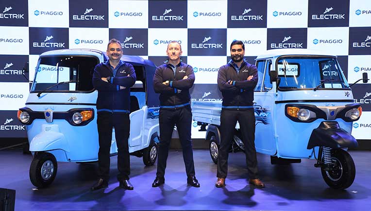 Malind Kapur, Senior Vice President, Marketing, Product Marketing, Channel & Business Development,; Diego Graffi, Chairman & MD and Saju Nair, EVP and Head of CV Business, Piaggio India