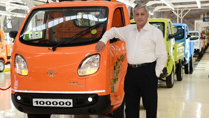 Ravi Pisharody, Executive Director, Commercial Vehicles, Tata Motors posing with the Tata Ace Zip