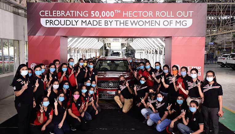 An all-women crew manufactures 50,000th MG Hector in Gujarat
