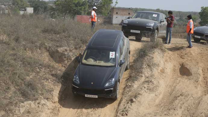 Porsche Cayenne demonstrating its down hill capabilities