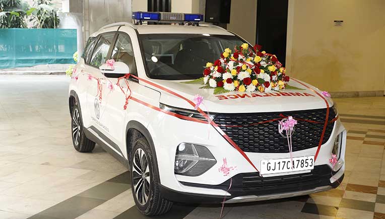 JSW MG Motor India hands over retrofitted MG Hector ambulance 