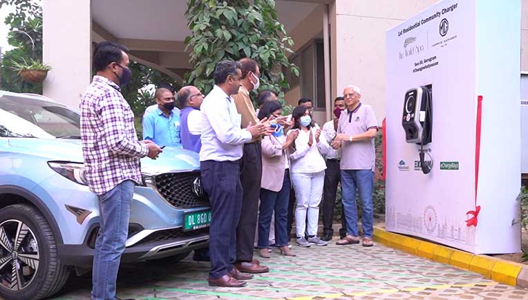 MG Motor unveils first residential community charger in Gurugram