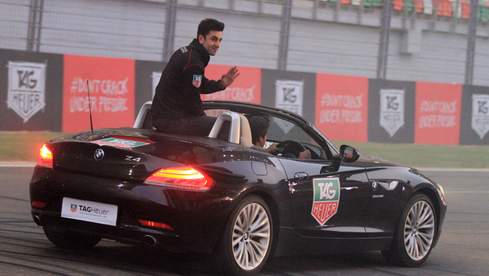 Ranbir being driven in a BMW Z4