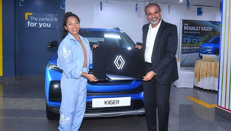 Renault Kiger presented to Tokyo Olympics 2020 Silver Medalist Mirabai Chanu