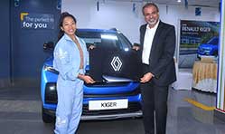 Renault Kiger presented to Tokyo Olympics 2020 Silver Medalist Mirabai Chanu