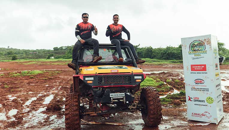 Sarjerao-Kawade-(L)-and-co-driver-Rushikesh-Patil-after-winning-the-4x4-Modified-category-at-RFC-India-2026 IMAGE COURTESY COUGAR MOTORSPORT