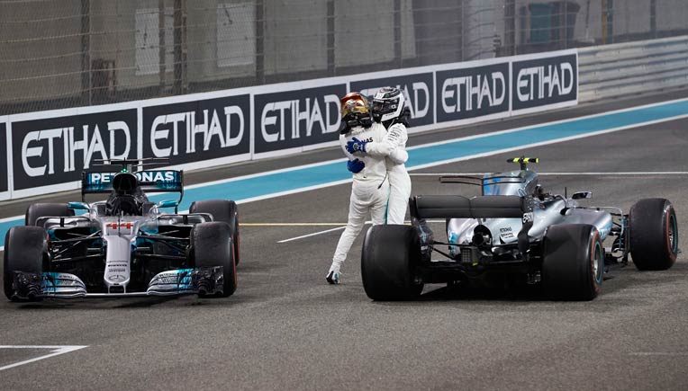 Mercedes drivers celebrating Picture courtesy Daimler AG