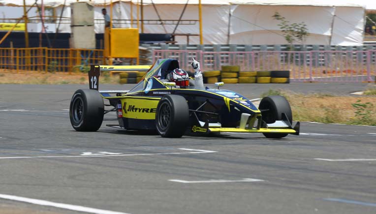 Ananth Shanmugham winning the Euro JK 16 race