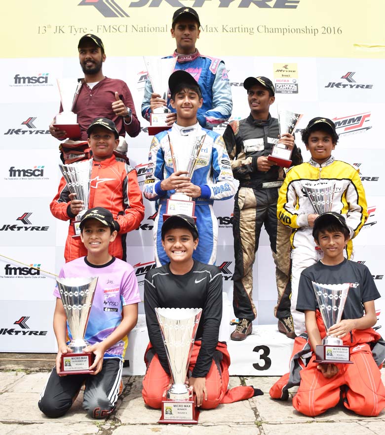 WInners of the 13th JK Tyre FMSCI National Rotax Max Championship 