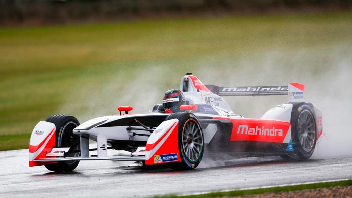 Mahindra car during testing on Day1
