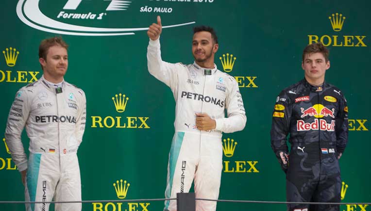 On the podium