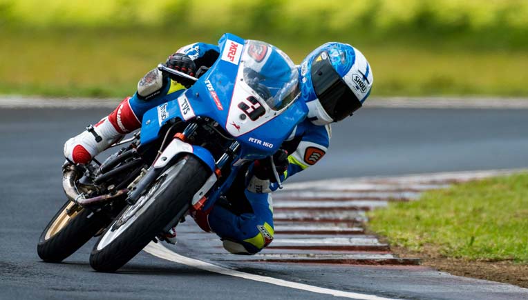 Jagan Kumar, winner of Super Stock Indian 165cc race 