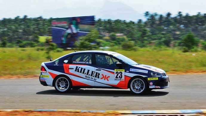 Karminder Singh, no 23 Vento Cup Race car at the Kari Motor Speedway, Coimbatore