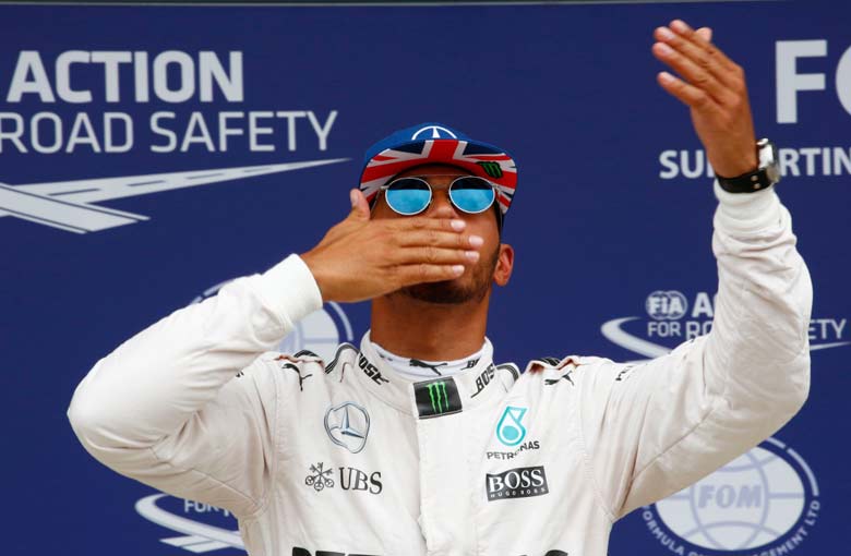 Lewis during Qualifying at Silverstone; Pic courtesy Daimler