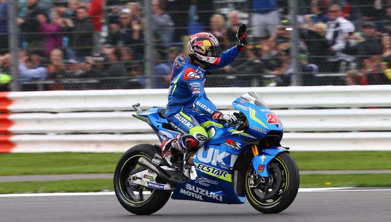 Maverick Viñales after his win; Pic courtesy Red Bull Content Pool