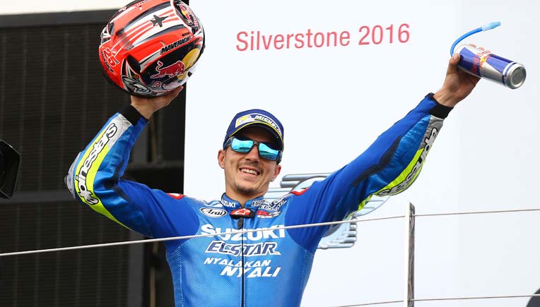 Maverick Viñales after his win; Pic courtesy Red Bull Content Pool