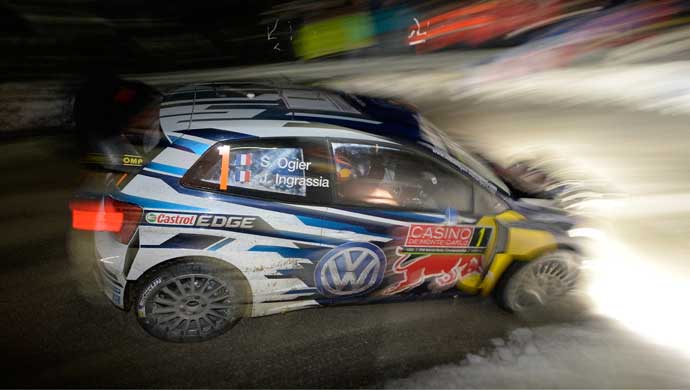 Sebastian Ogier/ Julien Ingrassia in the new Volkswagen Polo R WRC rally car