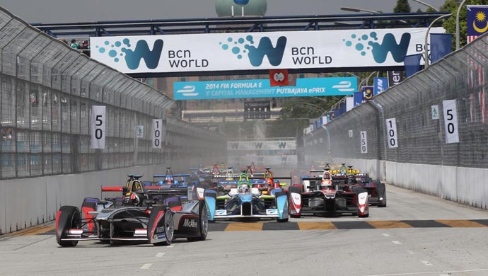 The Formula E race in progress