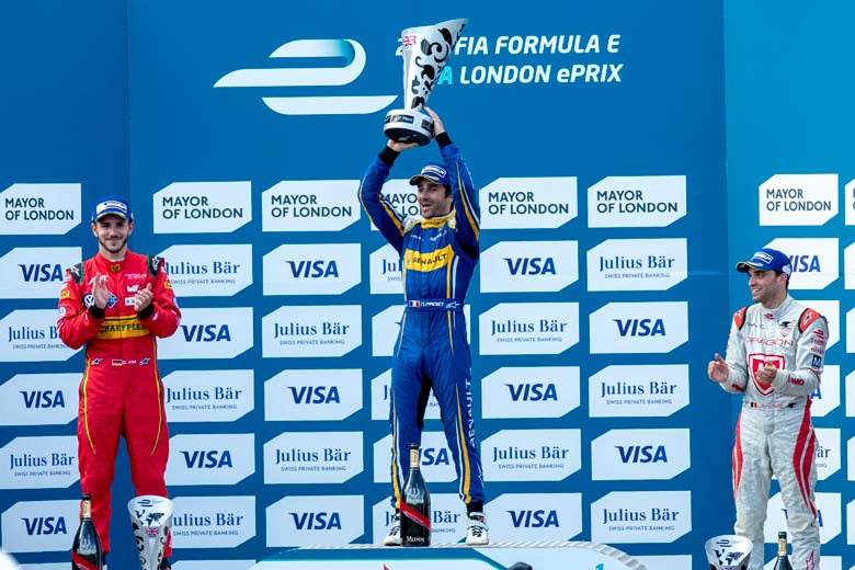 Sebastien Buemi with his winning trophy