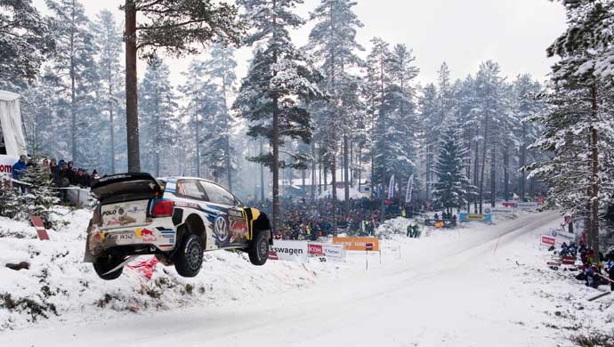 Reigning world champion Sebastien Ogier in his car