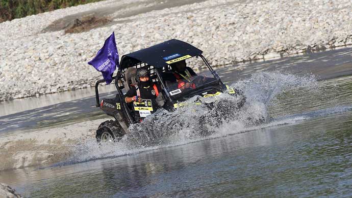 Wading through water during the 4X4 event in Arunachal Pradesh