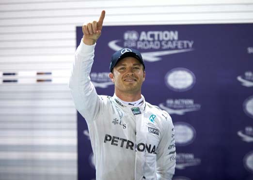 Nico Rosberg of Mercedes on top of the world in Singapore F1
