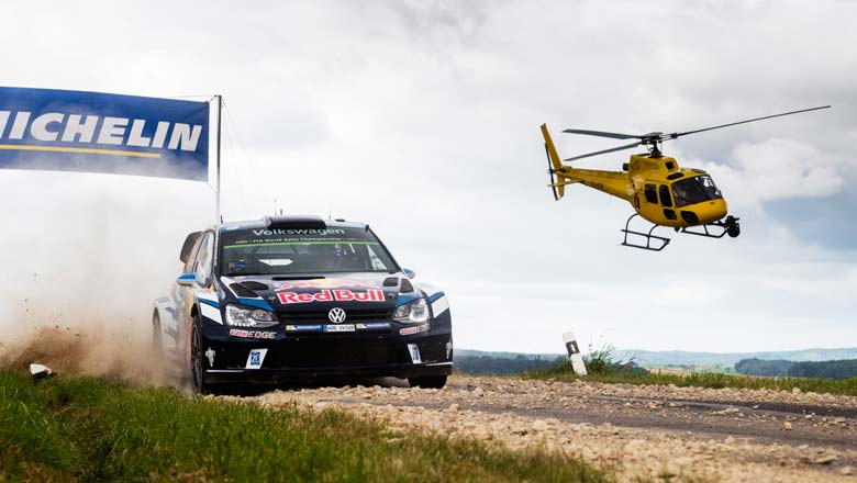 Frenchman Sebastien Ogier making his way through the German countryside