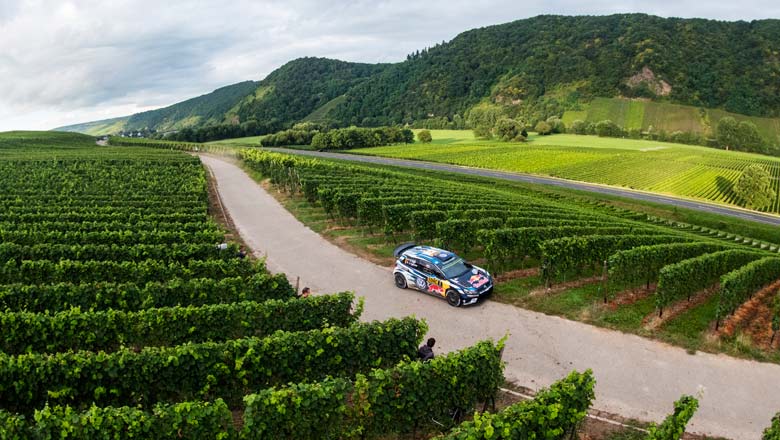 Frenchman Sebastien Ogier making his way through the German countryside